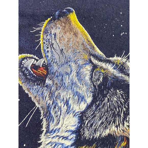 Vintage 90s Wolf Nature T-Shirt Jackson Hole Wyoming USA Men’s Size XL Blue - Picture 8 of 9